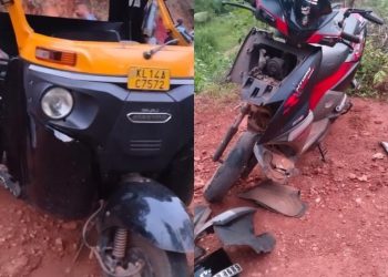 ಸ್ಕೂಟಿ ಮತ್ತು ಆಟೋ ರಿಕ್ಷಾ ನಡುವೆ ಮುಖಾಮುಖಿ ಡಿಕ್ಕಿ: ಆಟೋ ಪ್ರಯಾಣಿಕ ಮೃತ್ಯು ..!!
