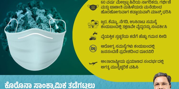 ಮುನ್ನೆಚ್ಚರಿಕೆಯ ಮೂಲಕ ಕೊರೋನಾವನ್ನು ಹಿಮ್ಮೆಟ್ಟಿಸೋಣ – ಮುಖ್ಯಮಂತ್ರಿ ಸಿದ್ಧರಾಮಯ್ಯ’ ಸೂಚನೆ ..!!