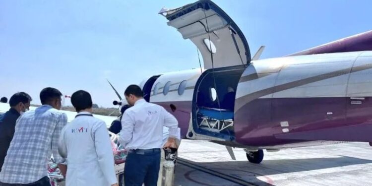 ಶಿವಮೊಗ್ಗ ವಿಮಾನ ನಿಲ್ದಾಣದಿಂದ ಮಂಗಳೂರಿಗೆ ಹೃದ್ರೋಗಿಯ ಯಶಸ್ವಿ ಏರ್ ಲಿಫ್ಟ್.. !!