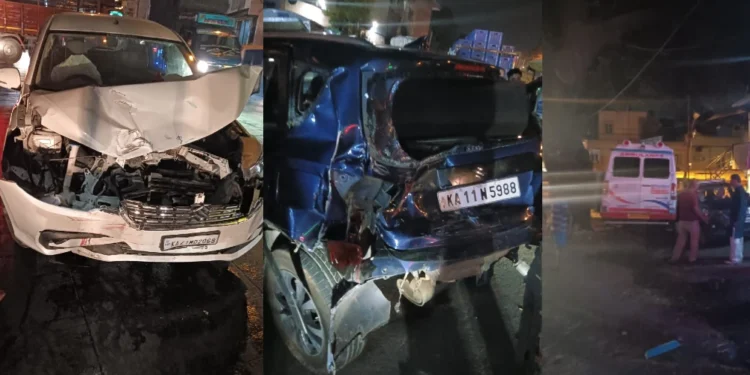 ಬೆಂಗಳೂರಲ್ಲಿ ಸರಣಿ ಅಪಘಾತ : ಬ್ರೇಕ್ ಬದಲು ಎಕ್ಸಿಲೇಟರ್ ತುಳಿದ ಆಂಬುಲೆನ್ಸ್ ಚಾಲಕ : ಕಾರುಗಳು ಜಖಂ..!!