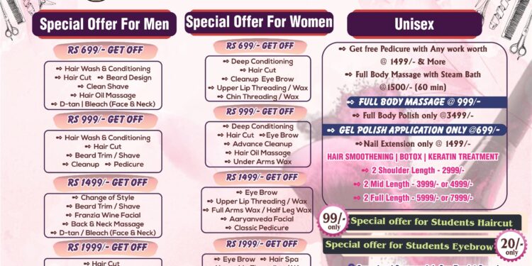 “ನಿಯೋ ಯುನಿಸೆಕ್ಸ್ ಸಲೂನ್ ನಲ್ಲಿ” ಒಂದೇ ಸೂರಿನಡಿ ಪುರುಷರಿಗೆ ಮತ್ತು ಮಹಿಳೆಯರಿಗಾಗಿ ವಿಶೇಷ ರಿಯಾಯಿತಿ ದರದಲ್ಲಿ ವಿವಿಧ ಆಫರ್ಸ್ ಗಳು ಲಭ್ಯ..!!