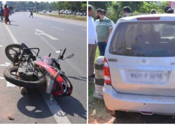ಕಾಪು :ಬೈಕ್ ಗೆ ಕಾರು ಢಿಕ್ಕಿಯಾಗಿ ಅಪಘಾತ :ಸವಾರ ಗಂಭೀರ..!!