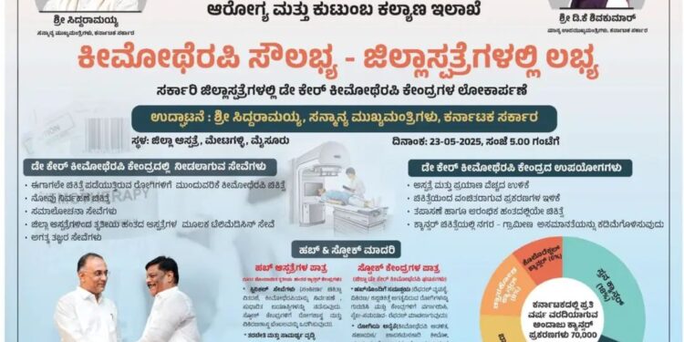 ರಾಜ್ಯದ 16 ಜಿಲ್ಲಾಸ್ಪತ್ರೆಗಳಲ್ಲಿ ಡೇ ಕೇರ್ ಕೀಮೋಥೆರಪಿ ಕೇಂದ್ರ ಆರಂಭ..!!