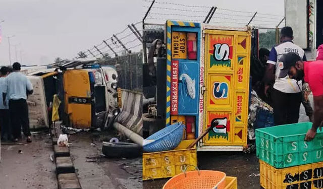 ಮಂಗಳೂರು :ಮೀನುಸಾಗಾಟದ ಪಿಕಪ್ ವಾಹನ ಪಲ್ಟಿಯಾಗಿ ಅಪಘಾತ – ಮೂವರಿಗೆ ಗಾಯ..!!