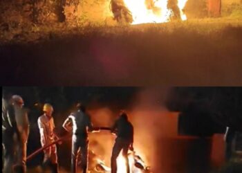 ಉಡುಪಿ: ರಸ್ತೆ ಬದಿ ನಿಲ್ಲಿಸಿದ್ದ ಬೈಕ್ ಗಳು ಬೆಂಕಿಗಾಹುತಿ.!