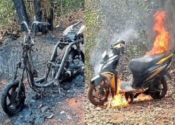 ಮನೆಯ ಅಂಗಳದಲ್ಲಿ ನಿಲ್ಲಿಸಿದ್ದ ಹೊಸ ಸ್ಕೂಟರ್‌ಗೆ ಬೆಂಕಿ….!