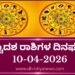 ದ್ವಾದಶ ರಾಶಿಗಳ ಇಂದಿನ ದಿನ ಭವಿಷ್ಯ(ಏಪ್ರಿಲ್ 10 ಶುಕ್ರವಾರ)