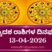 ಇಂದಿನ ದ್ವಾದಶ ರಾಶಿಗಳ ದಿನ ಭವಿಷ್ಯ(ಏಪ್ರಿಲ್ 13 ಸೋಮವಾರ )