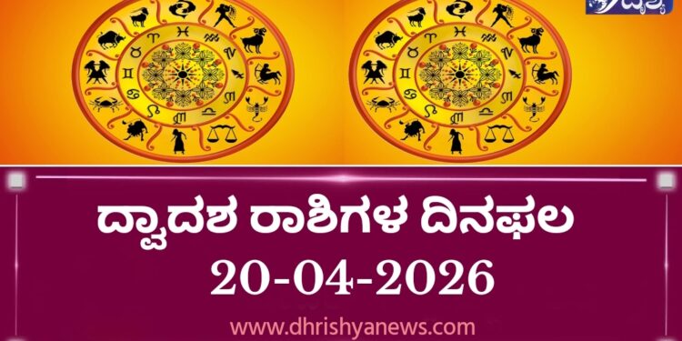 ಇಂದಿನ ದ್ವಾದಶ ರಾಶಿಗಳ ದಿನ ಭವಿಷ್ಯ(ಏಪ್ರಿಲ್ 20 ಸೋಮವಾರ )