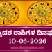 ಇಂದಿನ ದ್ವಾದಶ ರಾಶಿಗಳ ದಿನ ಭವಿಷ್ಯ(ಮೇ 10 ಭಾನುವಾರ )