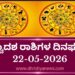 ಇಂದಿನ ದ್ವಾದಶ ರಾಶಿಗಳ ದಿನ ಭವಿಷ್ಯ(ಮೇ 22 ಶುಕ್ರವಾರ )