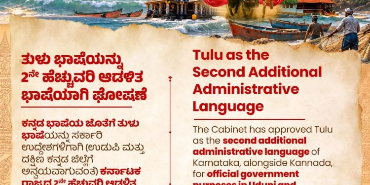 ತುಳು ಭಾಷೆಗೆ ಐತಿಹಾಸಿಕ ಗೌರವ – ಕರ್ನಾಟಕದ 2ನೇ ಹೆಚ್ಚುವರಿ ಆಡಳಿತ ಭಾಷೆಯಾಗಿ ಘೋಷಣೆ